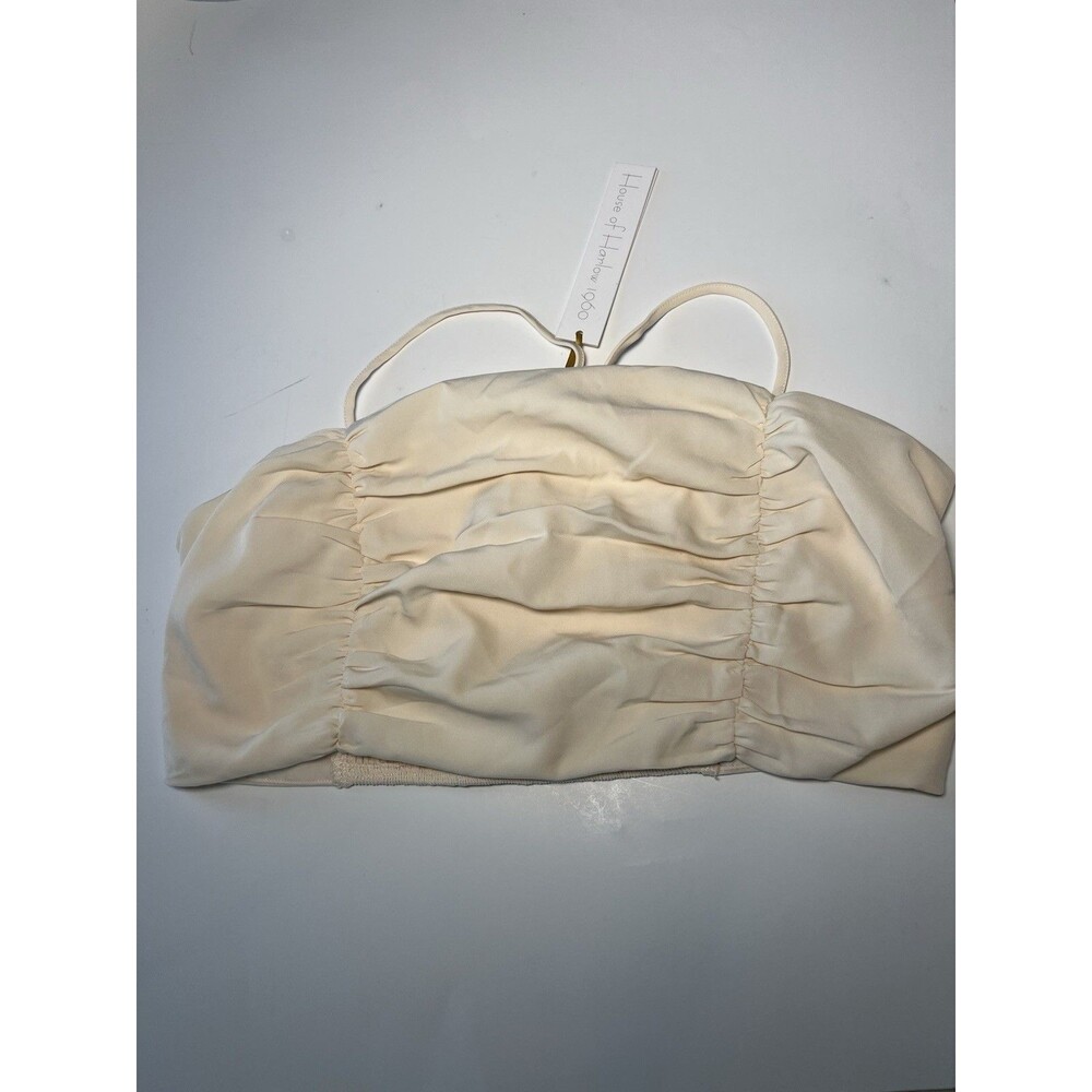 House of Harlow 1960 revolve Smocked ruched cream Cropped Tank Top NWOT Large